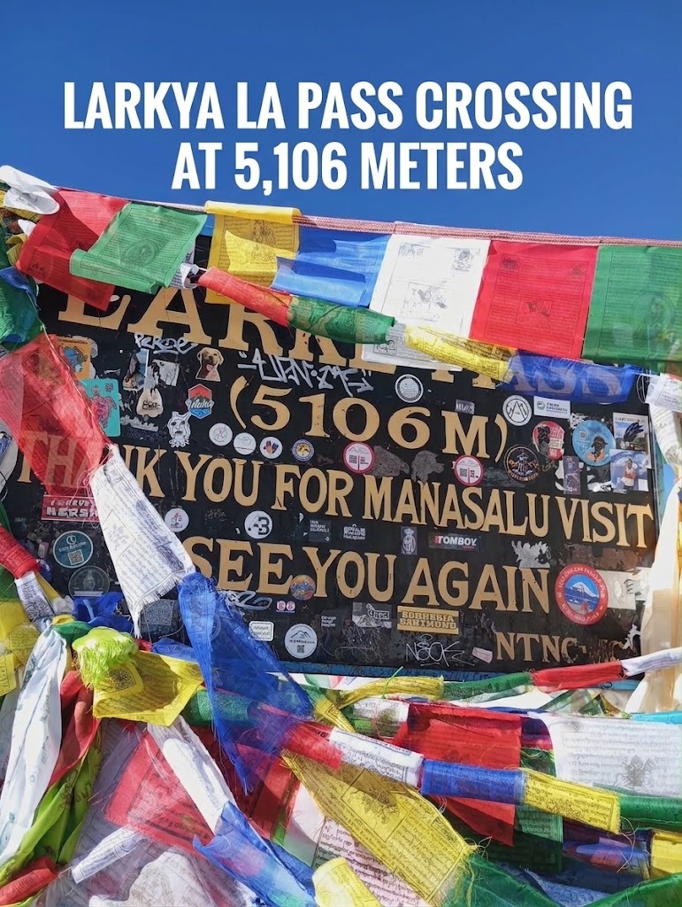 View Nepal Treks team reaching the maximum altitude on the Manaslu Circuit Trek at Larke La Pass (5,106 m / 16,752 ft)