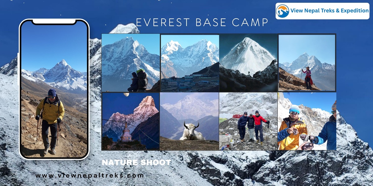 Snow covered Himalayan mountains along the Everest Base Camp Trek route