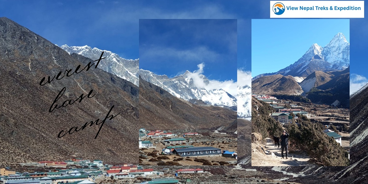 High altitude mountain pass on Everest Base Camp Trek in Nepal Himalayas