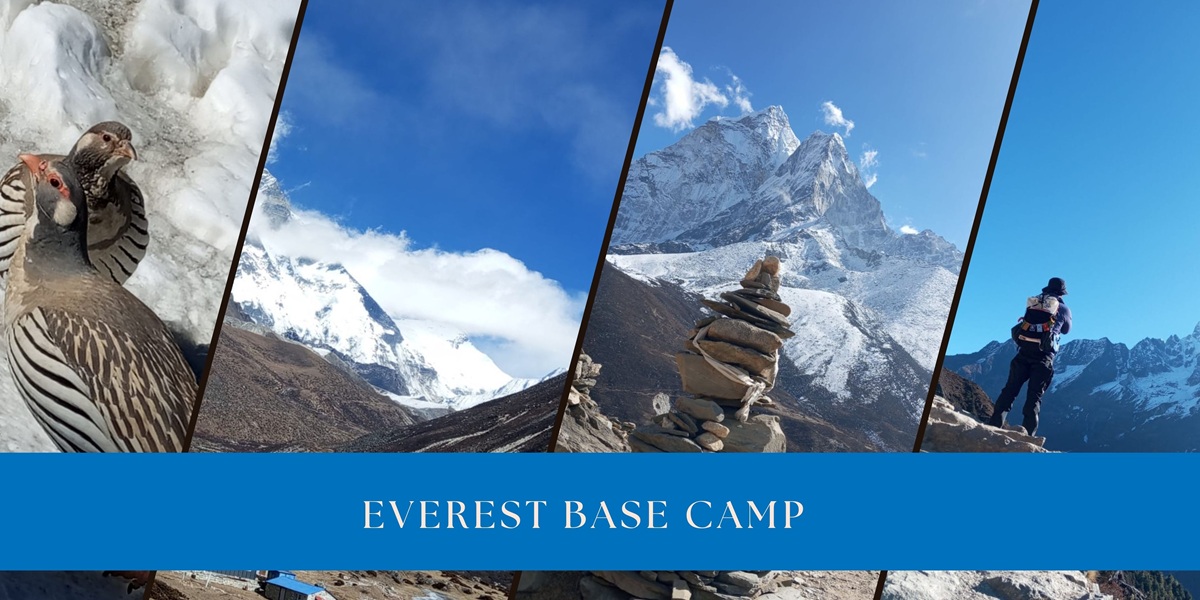 Snowy mountain ridges near Everest Base Camp in the Nepal Himalayas