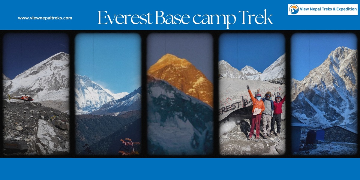Trekkers enjoying panoramic Himalayan views on Everest Base Camp Trek in Nepal